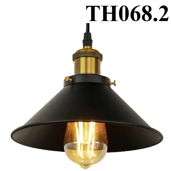Thả đơn chao đĩa sâu đen, chụp sắt mạ đồng, E27x01, mã TH068, KT (mm): D220